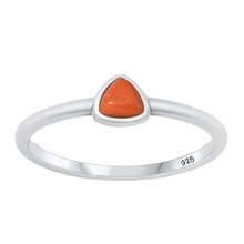 Load image into Gallery viewer, Sterling Silver Oxidized Triangle Red Carnelian Stone Ring