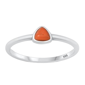 Sterling Silver Oxidized Triangle Red Carnelian Stone Ring