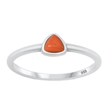 Sterling Silver Oxidized Triangle Red Carnelian Stone Ring