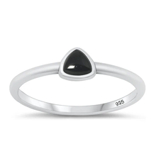 Load image into Gallery viewer, Sterling Silver Oxidized Triangle Black Agate Stone Ring