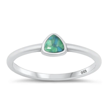 Load image into Gallery viewer, Sterling Silver Oxidized Triangle Genuine Turquoise Stone Ring