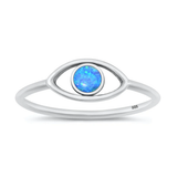 Sterling Silver Oxidized 6.3mm Eye Blue Lab Opal Ring