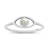 Sterling Silver Oxidized Eye Moonstone Stone Ring