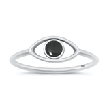 Sterling Silver Oxidized Eye Black Agate Stone Ring