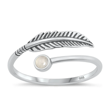 Load image into Gallery viewer, Sterling Silver Oxidized Feather Moonstone Ring