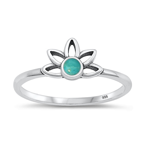 Sterling Silver Oxidized Genuine Turquoise Ring-7.6mm