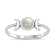 Load image into Gallery viewer, Sterling Silver Oxidized 6.2mm Moon Moonstone Stone Ring