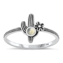 Load image into Gallery viewer, Sterling Silver Oxidized Cactus Moonstone Ring-11.8mm