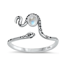 Load image into Gallery viewer, Sterling Silver Oxidized 11.8mm Snake Moonstone Stone Ring