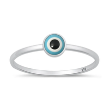 Load image into Gallery viewer, Sterling Silver Rhodium Plated 4.7mm Round Evil Eye Ring