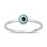 Sterling Silver Rhodium Plated 4.7mm Round Evil Eye Ring