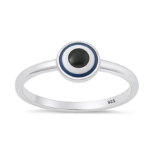 Load image into Gallery viewer, Sterling Silver Polished Enamel Evil Eye Ring