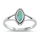 Sterling Silver Oxidized 11.7mm Genuine Turquoise Stone Ring