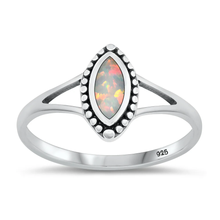 Load image into Gallery viewer, Sterling Silver Oxidized White Lab Opal Ring