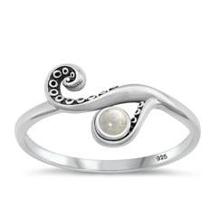 Sterling Silver Oxidized Tentacle Moonstone Stone Ring