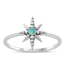 Load image into Gallery viewer, Sterling Silver Oxidized Star Genuine Turquoise Ring-5.1mm