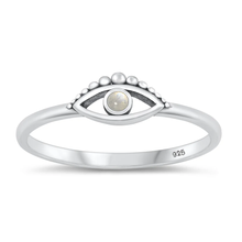 Load image into Gallery viewer, Sterling Silver Oxidized Moonstone Evil Eye Ring