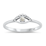 Sterling Silver Oxidized Moonstone Evil Eye Ring