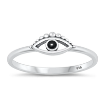 Load image into Gallery viewer, Sterling Silver Oxidized Evil Eye Black Agate Stone Ring