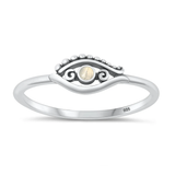 Sterling Silver Oxidized 6mm Eye Moonstone Stone Ring