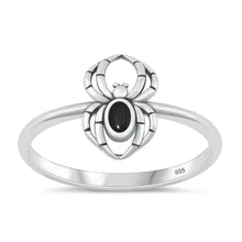 Load image into Gallery viewer, Sterling Silver Oxidized And Polished 11.6mm Spider Black Agate Stone Ring