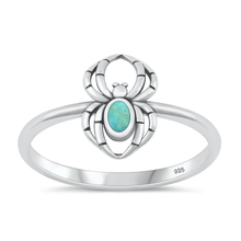 Load image into Gallery viewer, Sterling Silver Oxidized Spider Genuine Turquoise Stone Ring