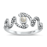Sterling Silver Oxidized Snake Moonstone Stone Ring