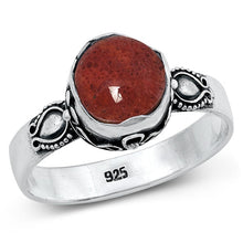 Load image into Gallery viewer, Sterling Silver Oxidized Bali Red Carnelian Ring