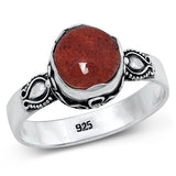 Sterling Silver Oxidized Bali Red Carnelian Ring