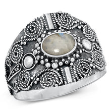 Load image into Gallery viewer, Sterling Silver Oxidized Bali Moonstone Ring-16.2mm