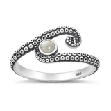 Sterling Silver Oxidized Octopus Tentacles Moonstone Ring