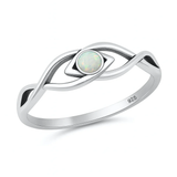 Sterling Silver Oxidized And Polished White Lab Opal Eye Ring