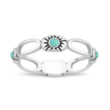 Load image into Gallery viewer, Sterling Silver Oxidized And Polished Sunburst Turquoise Ring