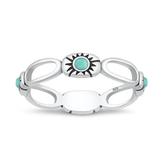 Sterling Silver Oxidized And Polished Sunburst Turquoise Ring