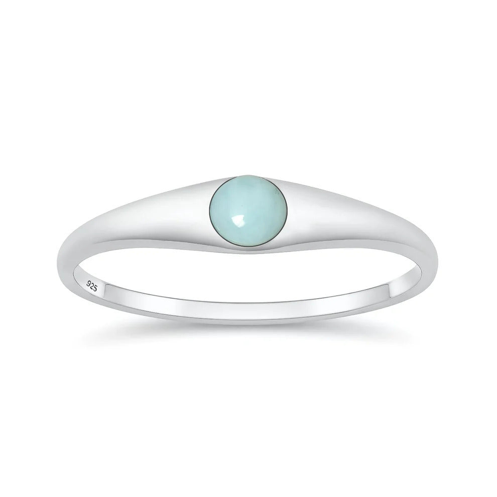 Sterling Silver Polished Larimar Solitaire Ring
