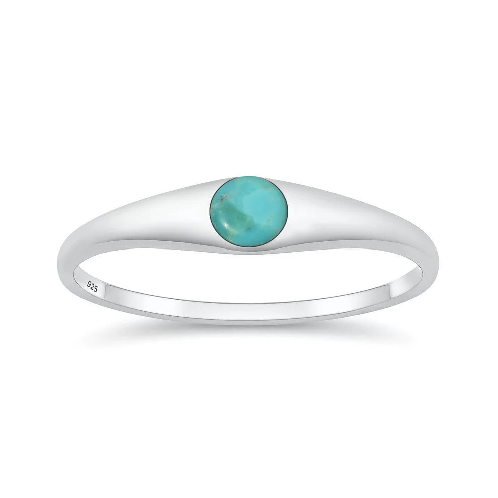 Sterling Silver Polished Turquoise Stone Ring
