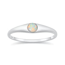 Load image into Gallery viewer, Sterling Silver Polished White Lab Opal Solitaire Ring