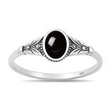 Sterling Silver Oxidized And Polished Black Onyx Stone Ring