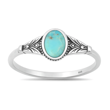 Load image into Gallery viewer, Sterling Silver Oxidized And Polished Genuine Turquoise Stone Ring