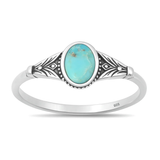 Sterling Silver Oxidized And Polished Genuine Turquoise Stone Ring