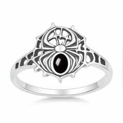 Sterling Silver Oxidized And Polished Cheetah Black Onyx Stone Ring