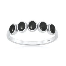 Load image into Gallery viewer, Sterling Silver Oxidized And Polished Black Onyx Five Stone Ring