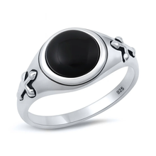Load image into Gallery viewer, Sterling Silver Oxidized And Polished Cross Black Onyx Stone Ring