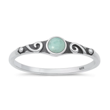 Sterling Silver Oxidized And Polished Vintage Swirl Larimar Stone Ring