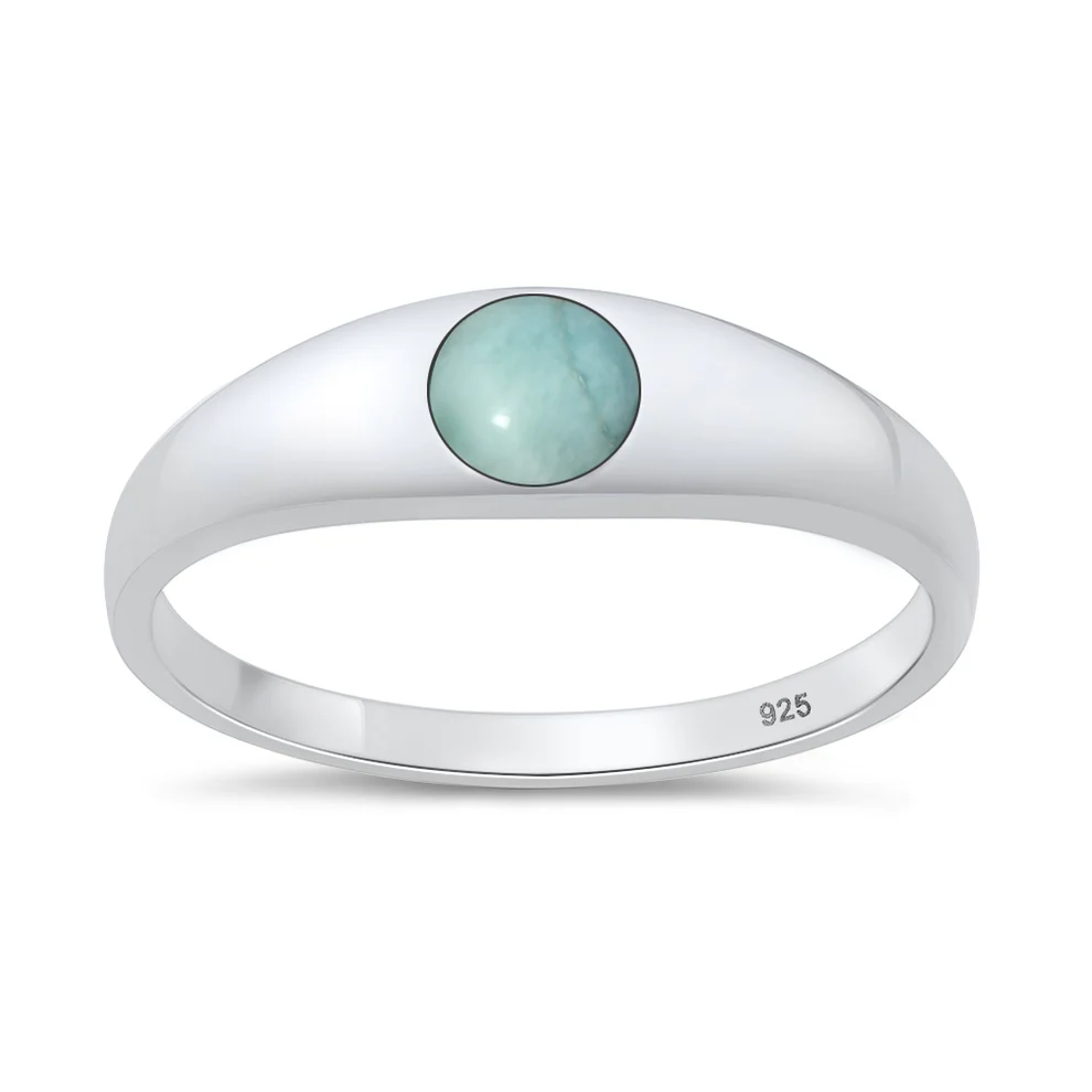 Sterling Silver Polished Larimar Stone Ring