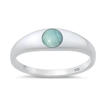 Load image into Gallery viewer, Sterling Silver Polished Larimar Stone Ring