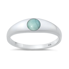 Sterling Silver Polished Larimar Stone Ring