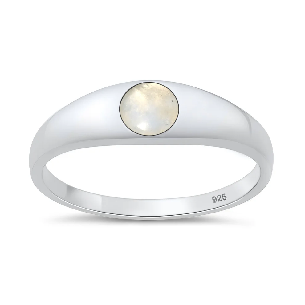 Sterling Silver Polished Moonstone Ring