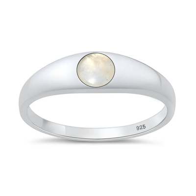 Sterling Silver Polished Moonstone Ring