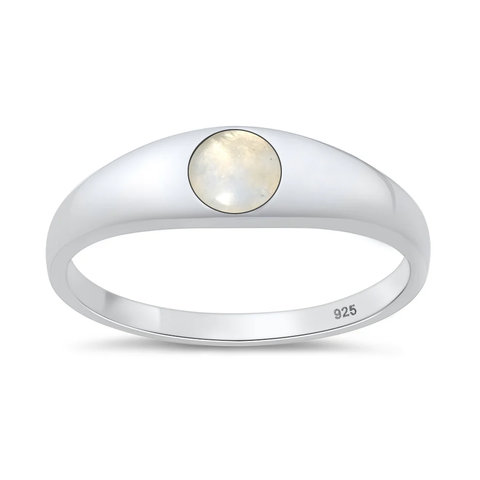Sterling Silver Polished Moonstone Ring